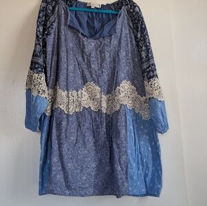 Loft Lace Paisley Tie Mini Pocket Dress